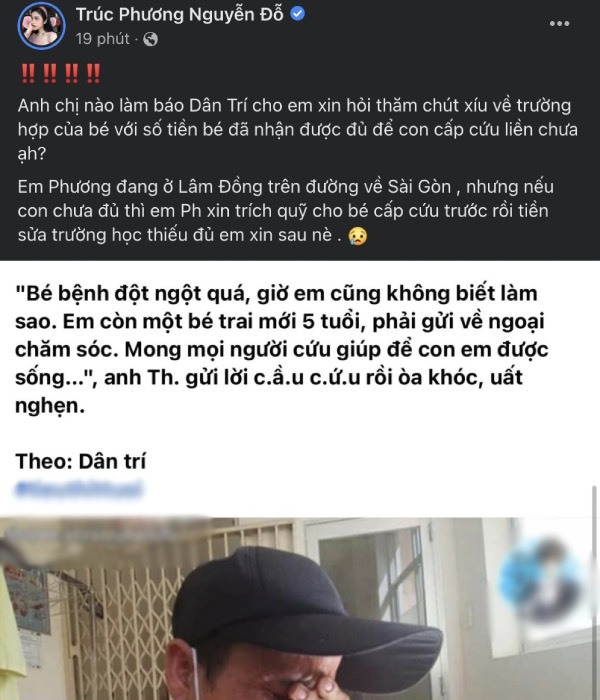 Bài đăng của chị Trúc Phương muốn xin giúp đỡ người cha nghèo